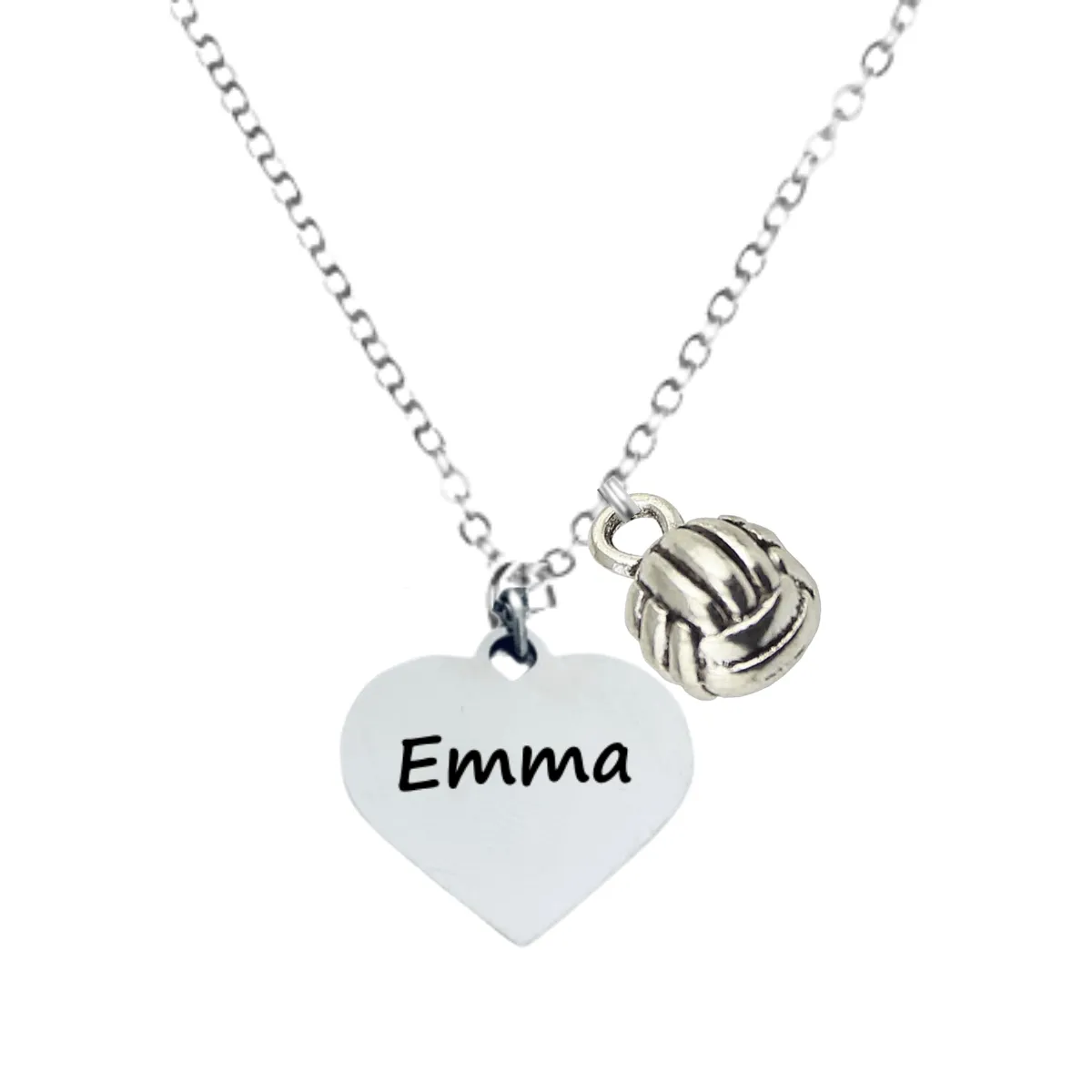 Personalized Engraved Volleyball Heart Necklace