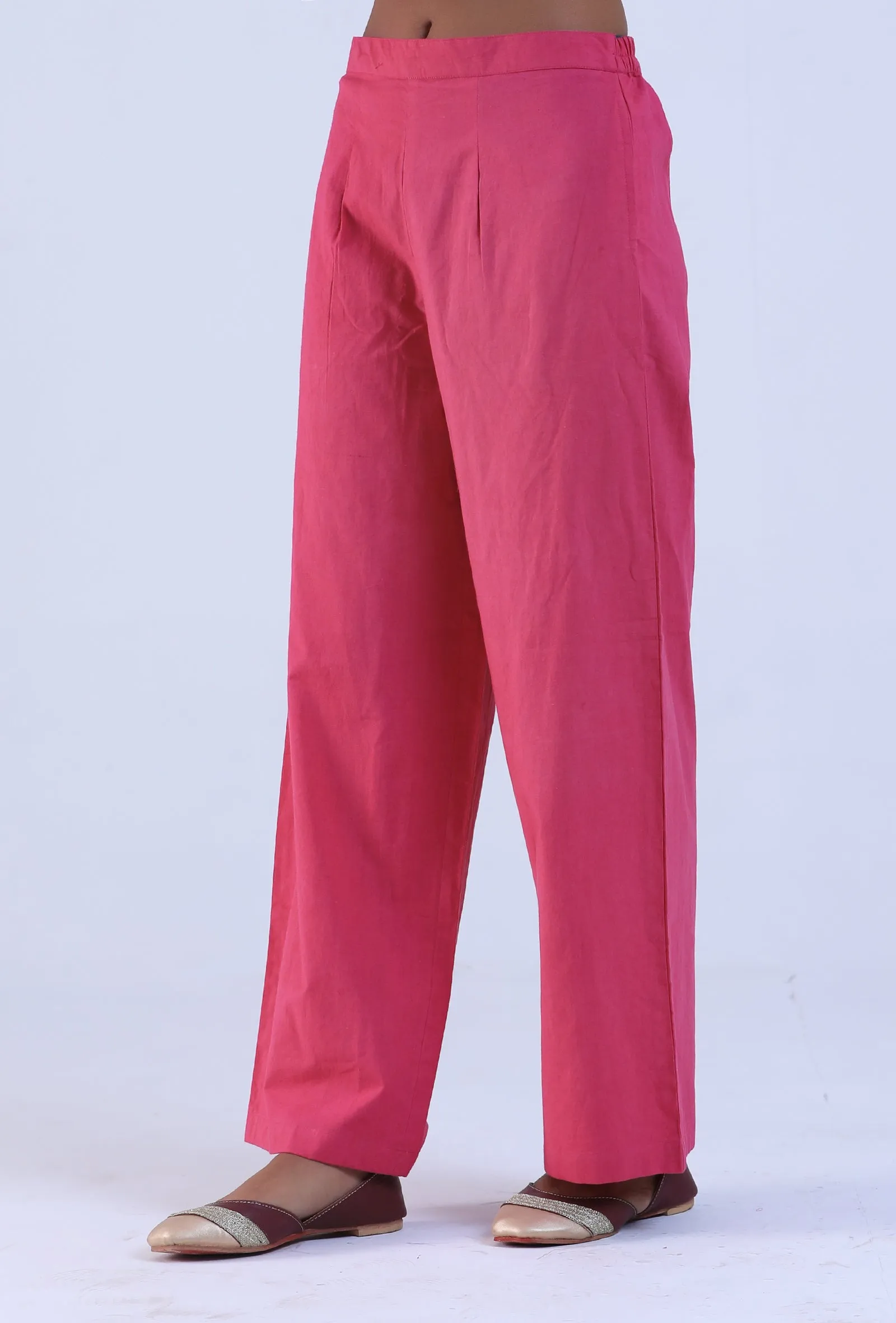 Pink Cotton Women Pant