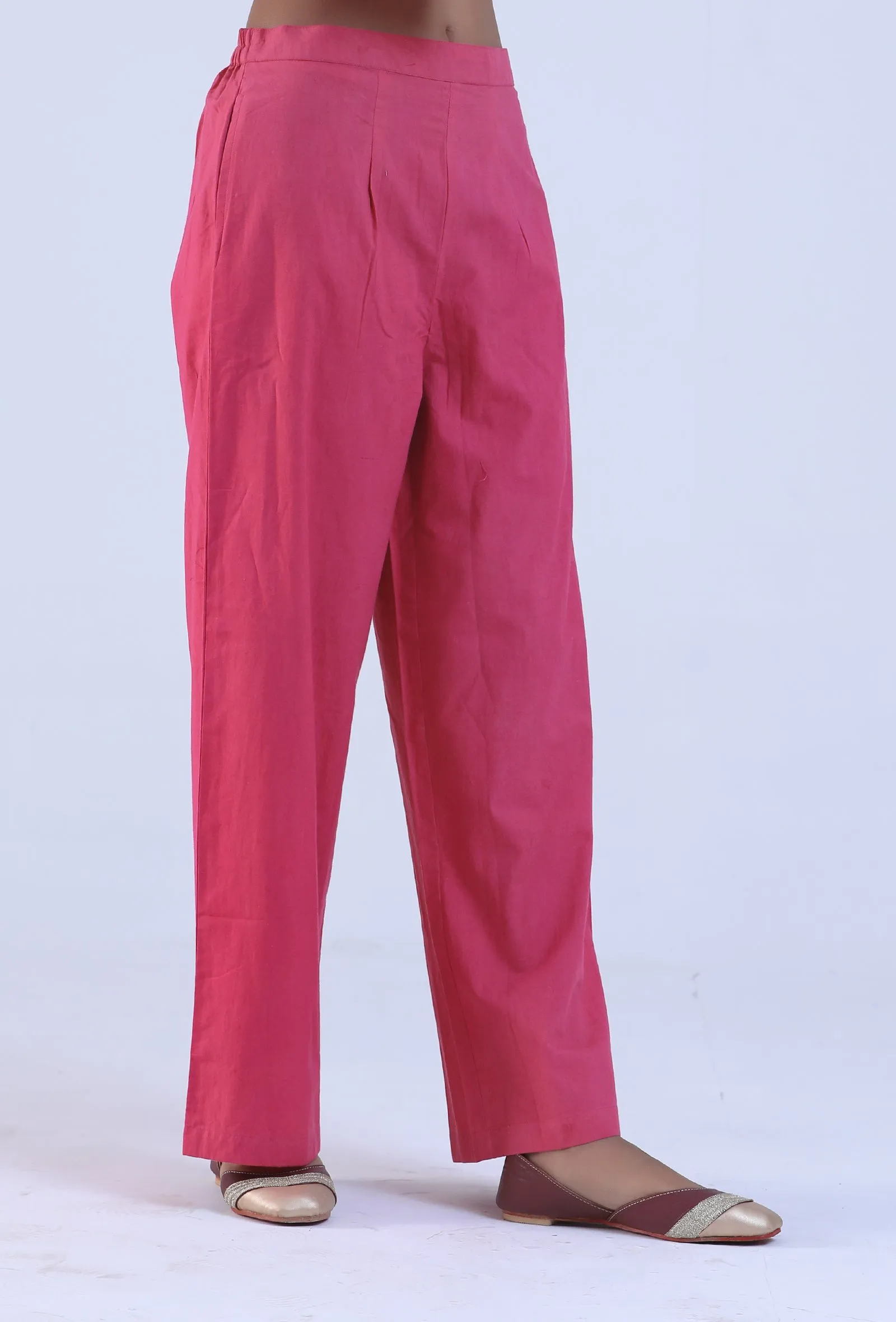 Pink Cotton Women Pant