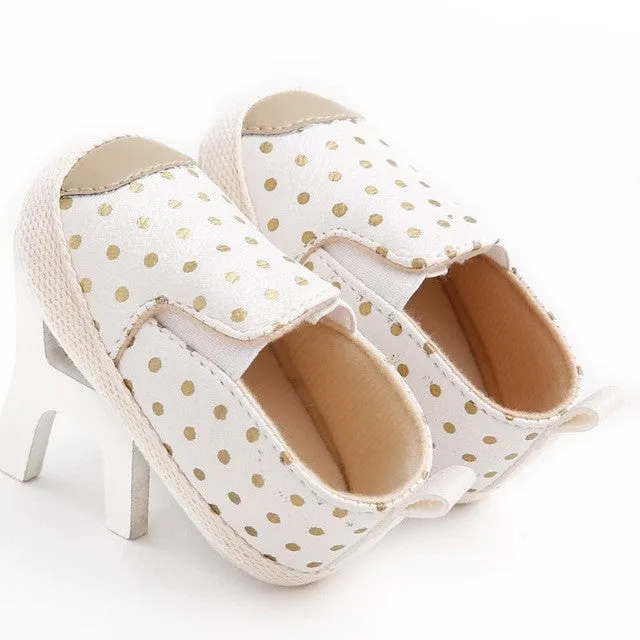 PU Leather Infant Toddler Polka Dots Crib Bebe Unisex Kids Children Prewalker Shoes Newborn First Walkers Autumn 0-1 Years