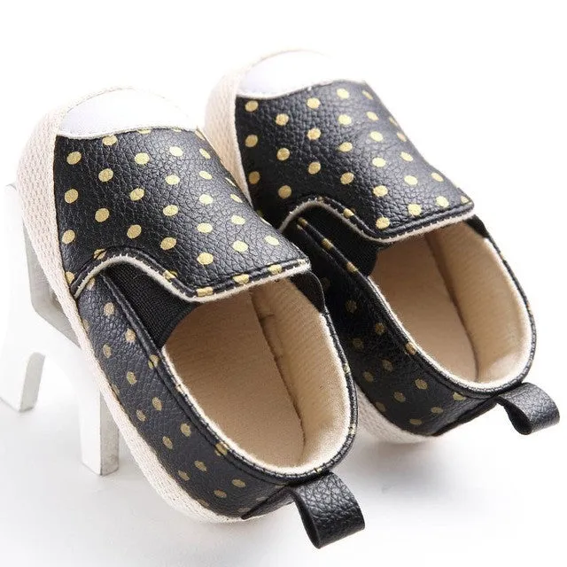 PU Leather Infant Toddler Polka Dots Crib Bebe Unisex Kids Children Prewalker Shoes Newborn First Walkers Autumn 0-1 Years