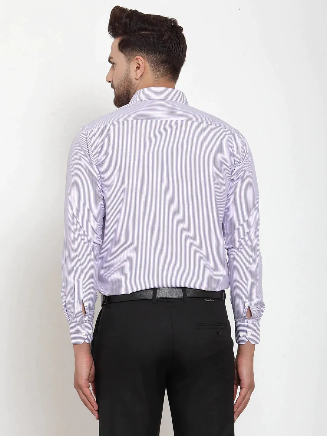 Purple Men'S Cotton Striped Formal Shirt'S