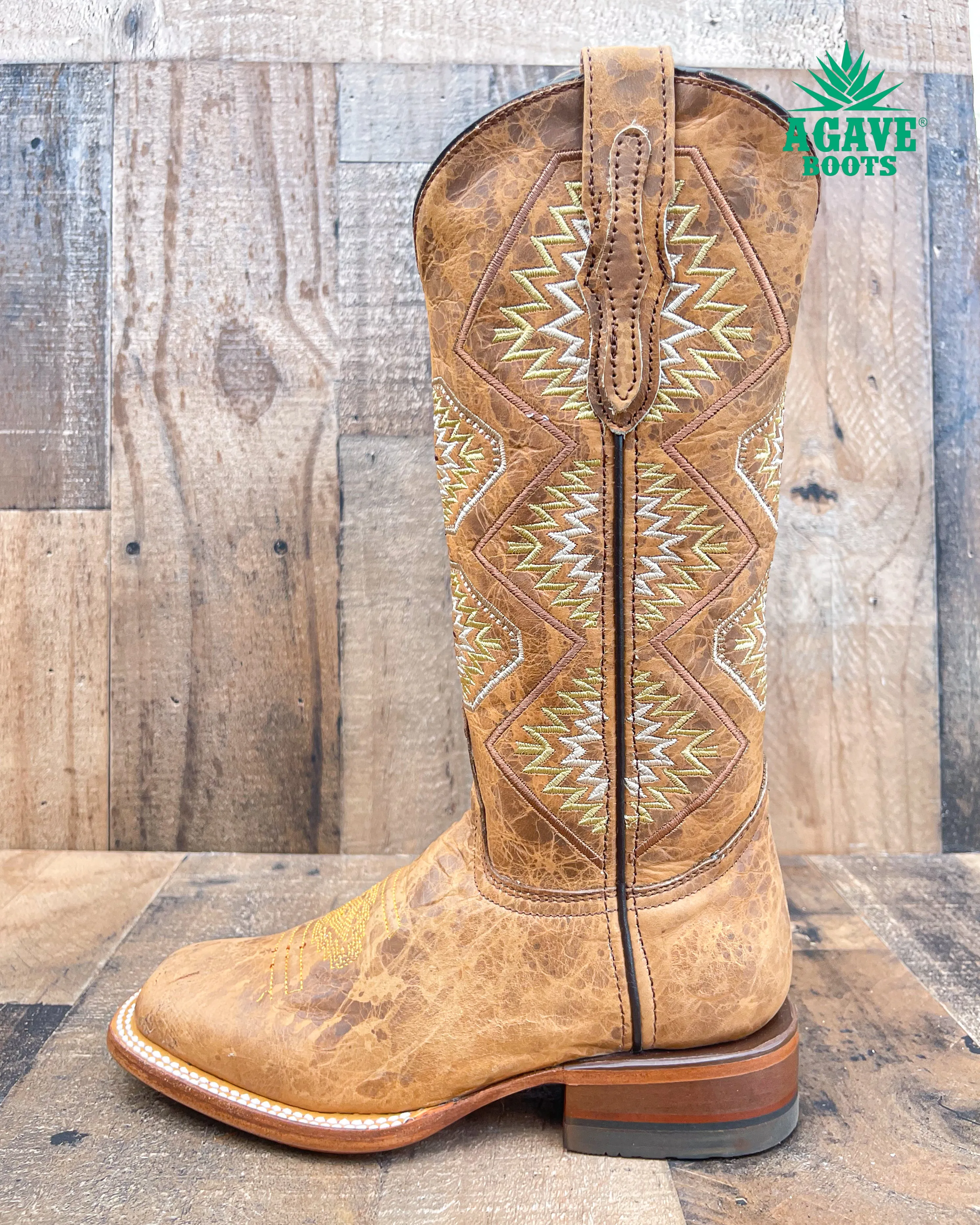 "AZTEC" RUSTIC BROWN | WOMEN SQUARE TOE BOOTS