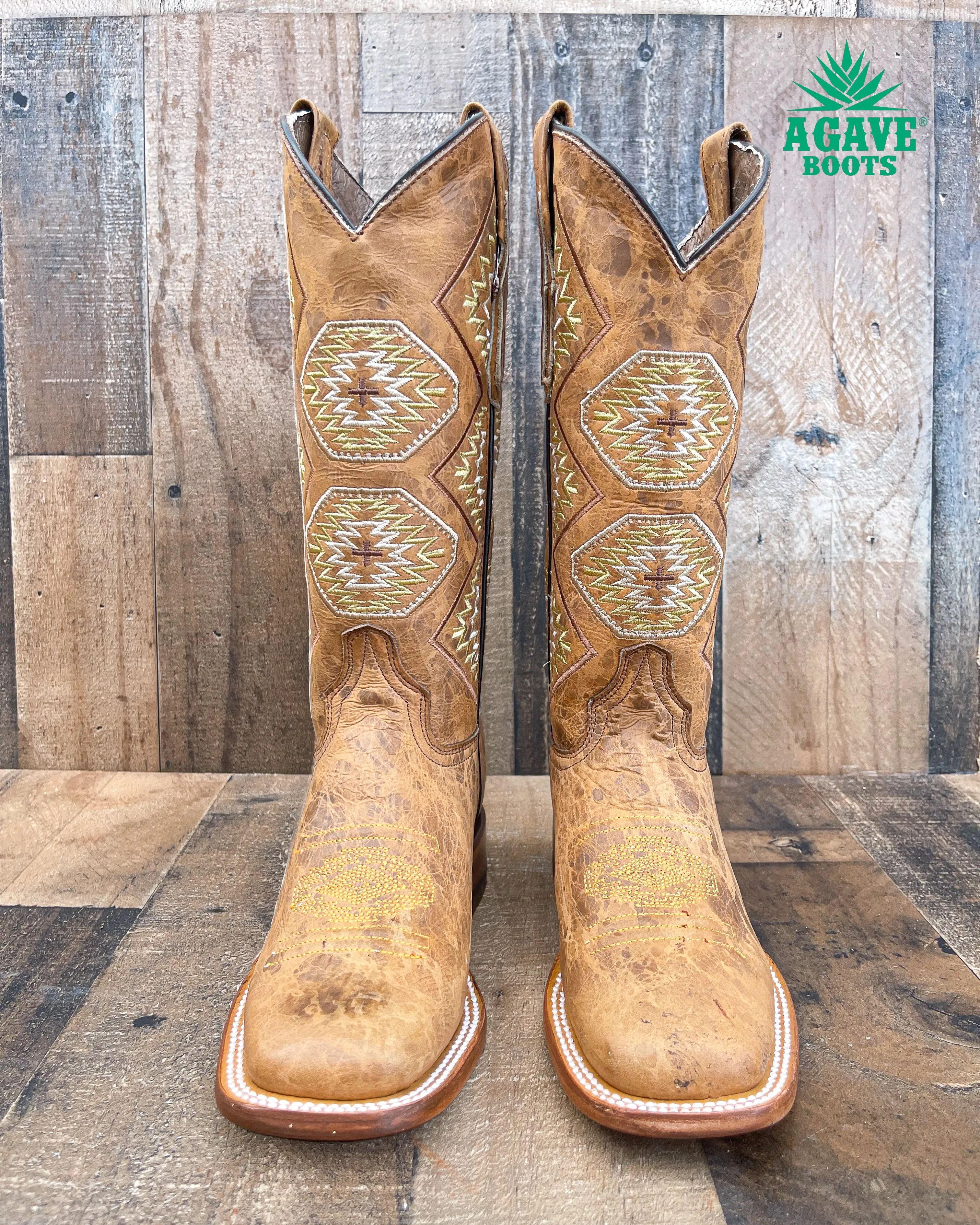 "AZTEC" RUSTIC BROWN | WOMEN SQUARE TOE BOOTS