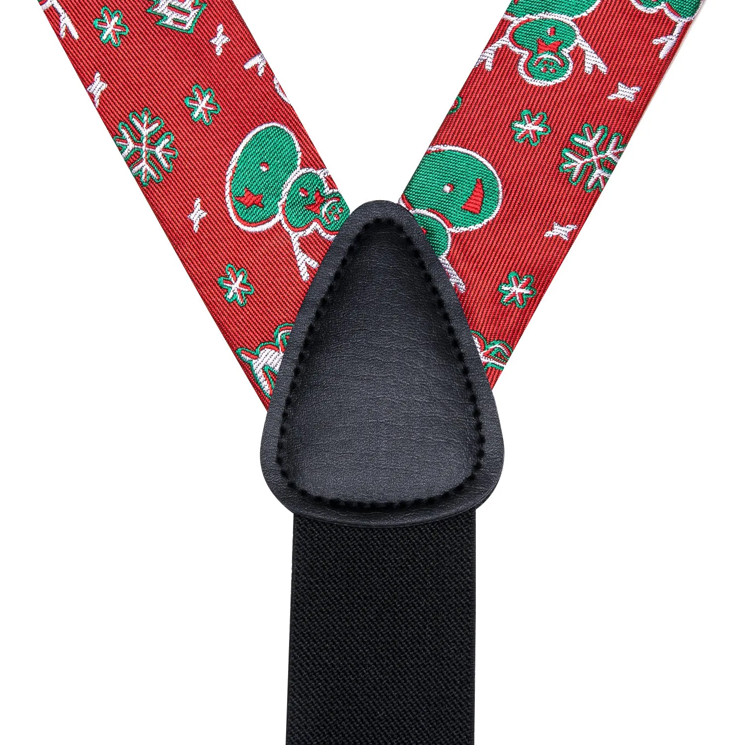 Red Green Christmas Snowman Suspender Bowtie Hanky Cufflinks Set