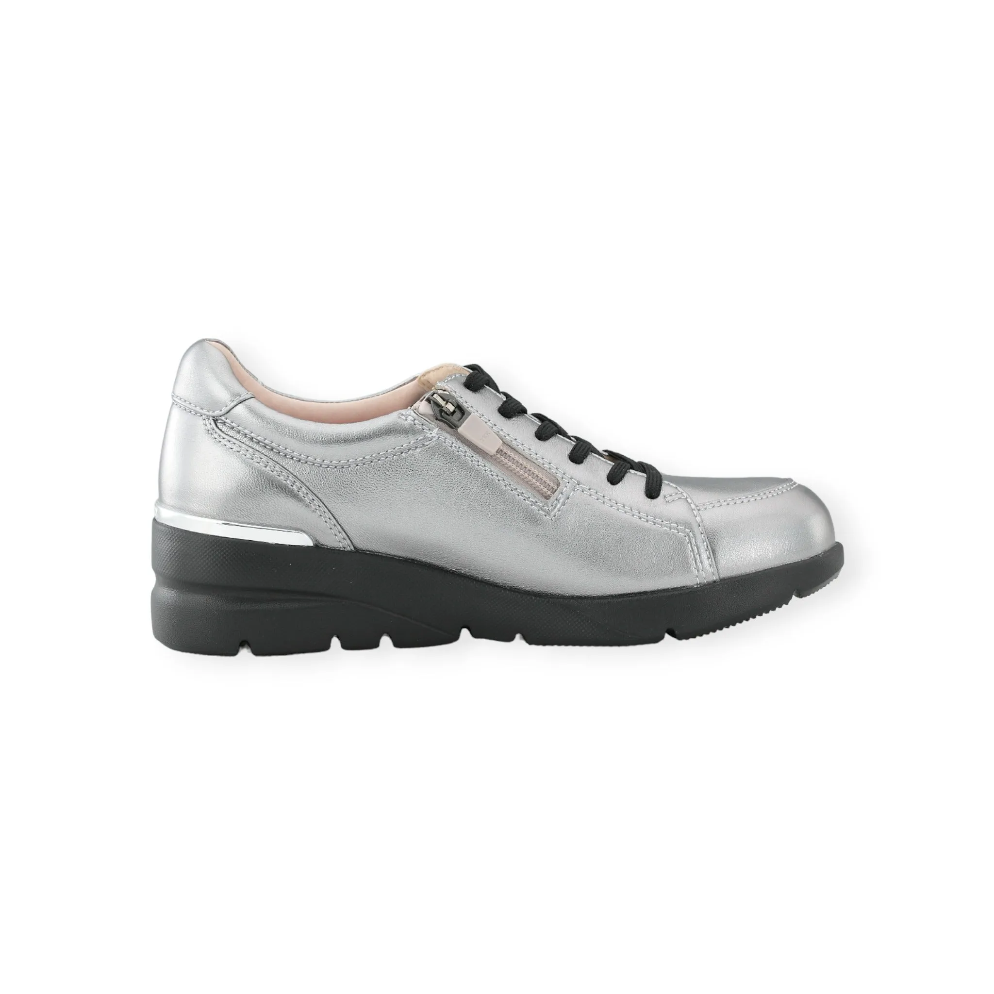 Sheepskin lace-up sneakers with zipper #FJ033