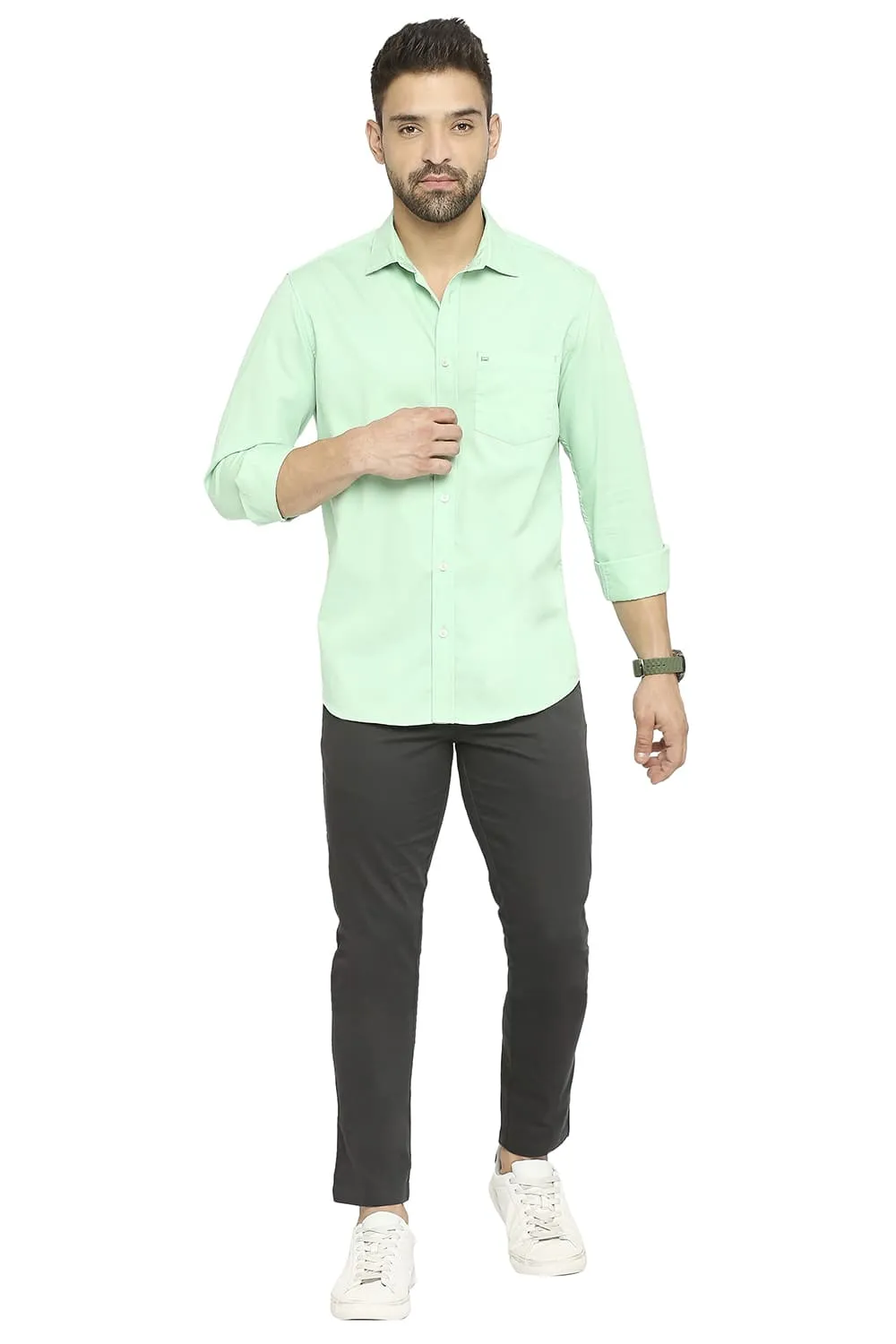 Slim Fit Cotton Polyester Cavalary Twill Shirt