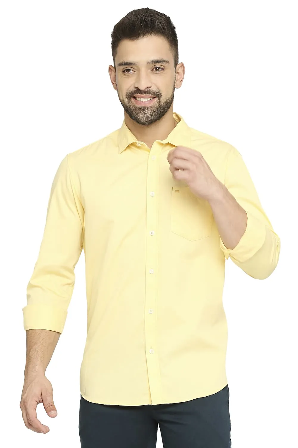 Slim Fit Cotton Polyester Cavalary Twill Shirt