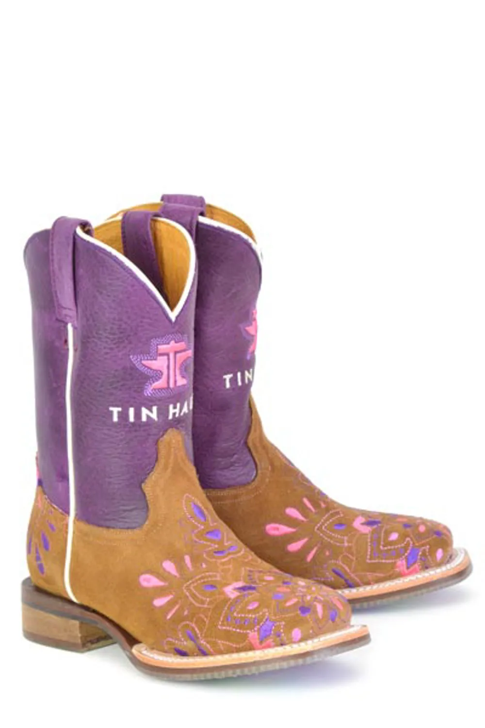 Tin Haul Kids Girls Mandala Purple Leather Cowboy Boots