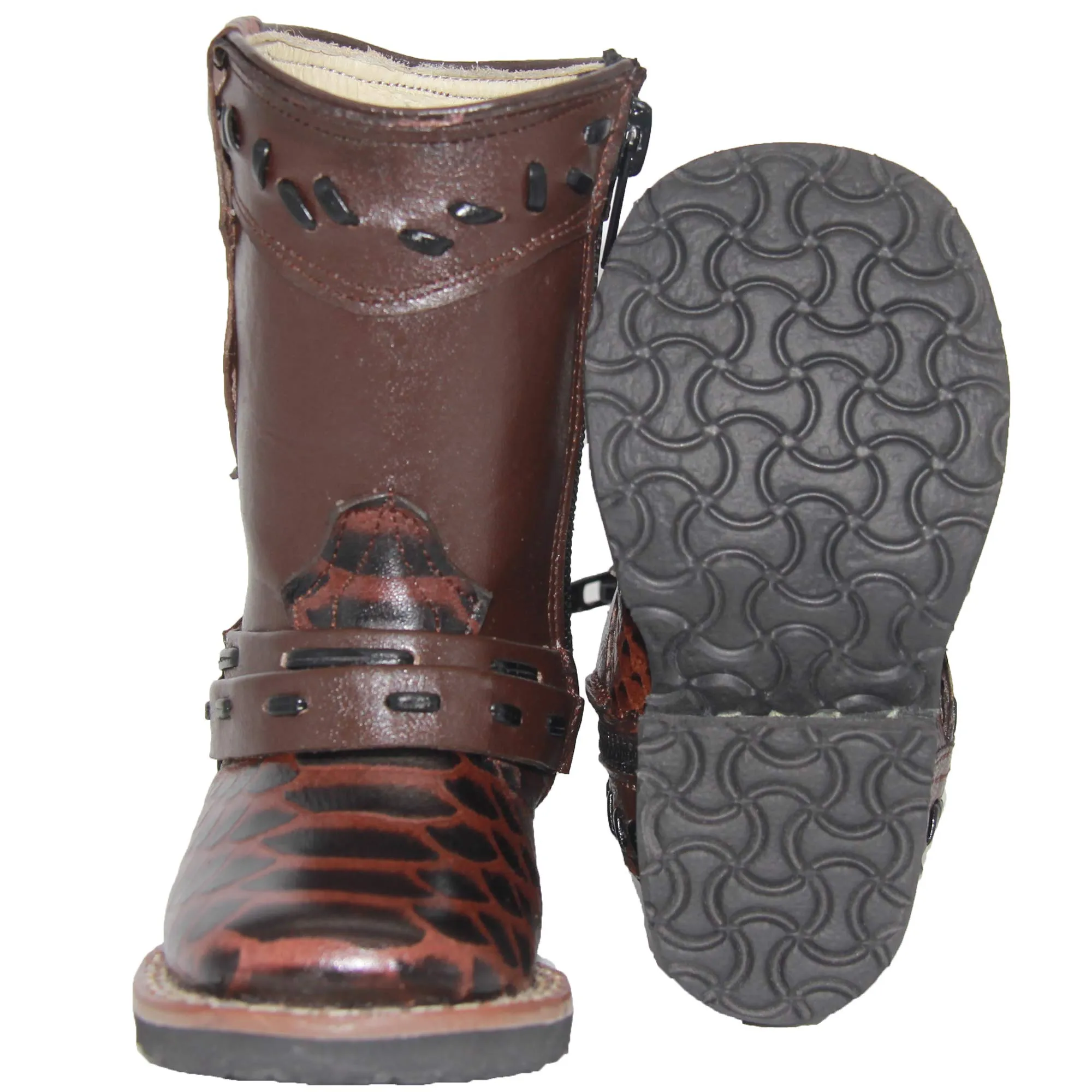 Toddler Infant Snake Print Leather Western Boot