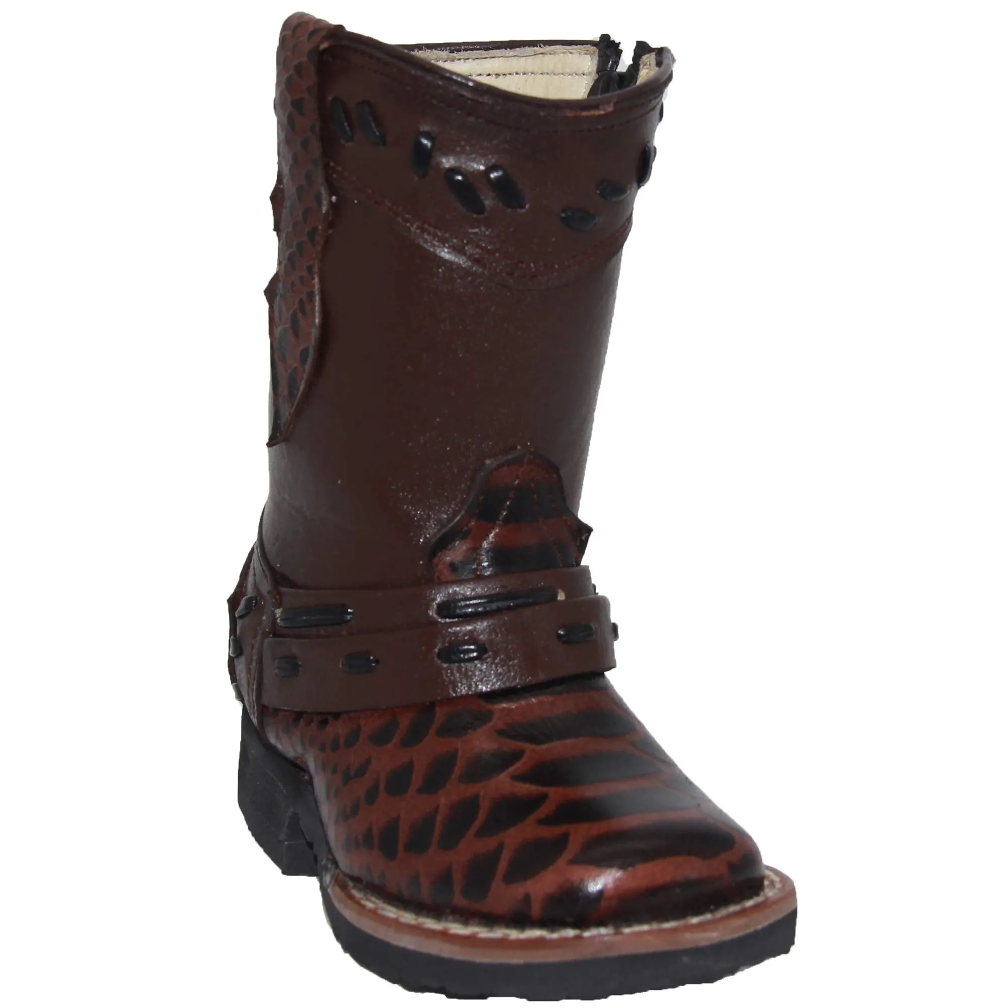 Toddler Infant Snake Print Leather Western Boot