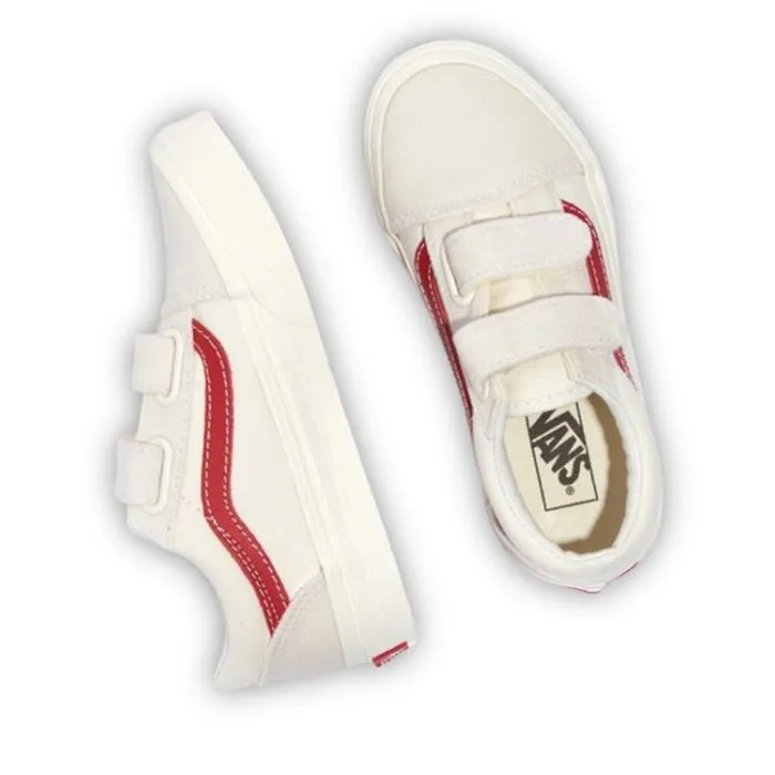 Vans Kids Old Skool V Youths Marshmallow/Racing Red NOT RETURNABLE