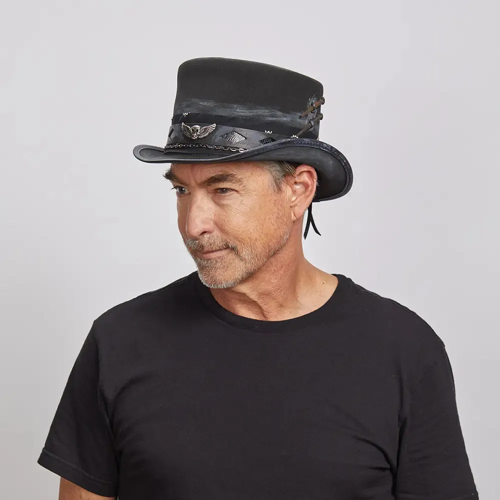 Vector | Mens Black Leather Top Hat