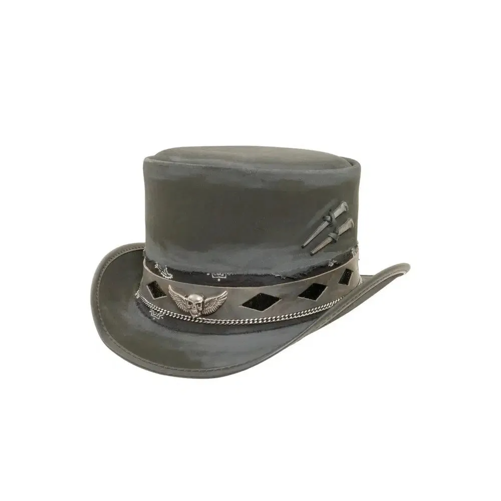 Vector | Mens Black Leather Top Hat