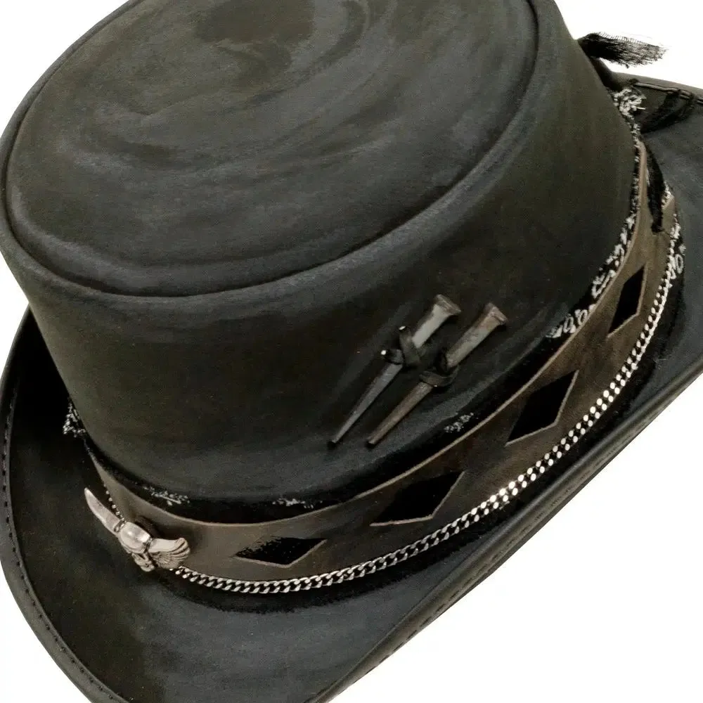 Vector | Mens Black Leather Top Hat