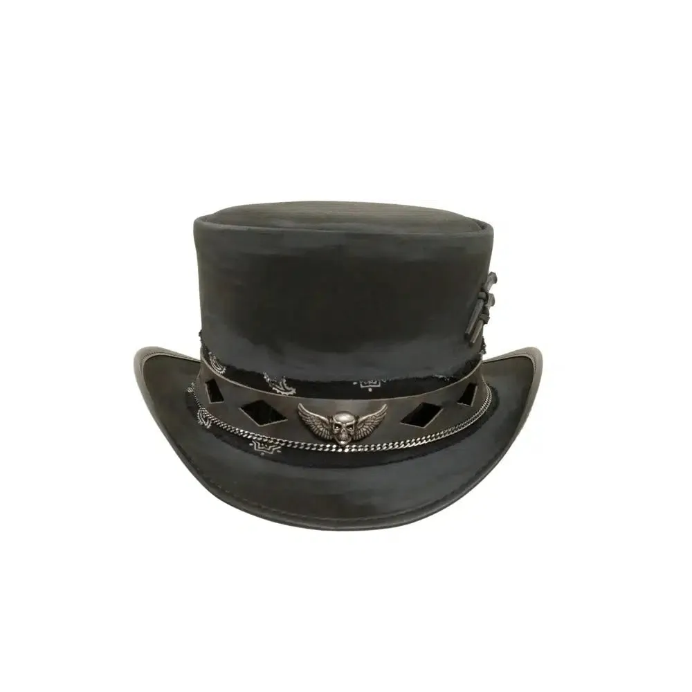 Vector | Mens Black Leather Top Hat