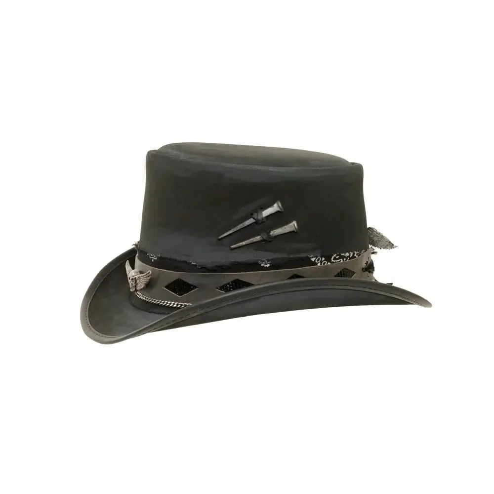 Vector | Mens Black Leather Top Hat