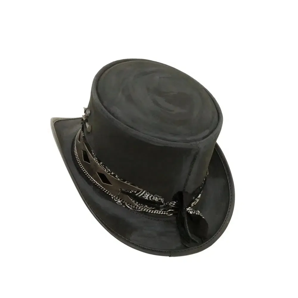 Vector | Mens Black Leather Top Hat