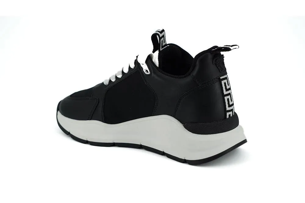 Versace Black and White Calf Leather Sneakers