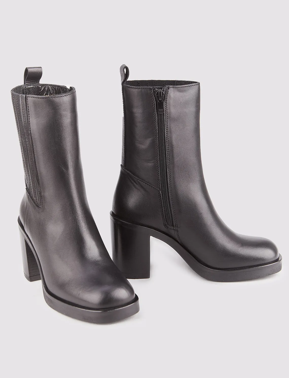 Women Black Genuine Leather Ankle Boots