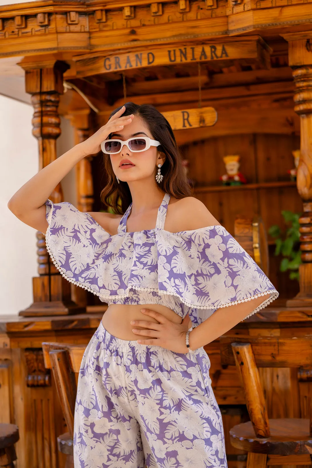 Women Purple Abstract Printed Co-Ord Set